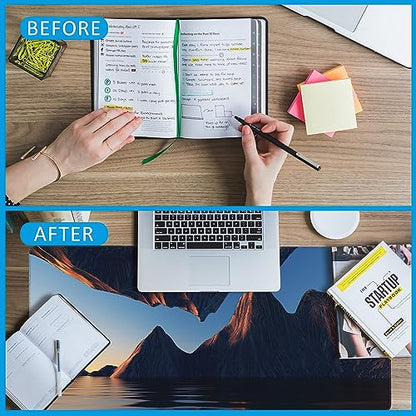 Fantasy Landscape Large Gaming Mouse Pad,Waterproof Desk Mat for Desktop,Non-Slip Rubber Base Mousepad with Stitched Edges for Laptop Office and Home 35.4X15.7 Inch - color: Fantasy Landscape