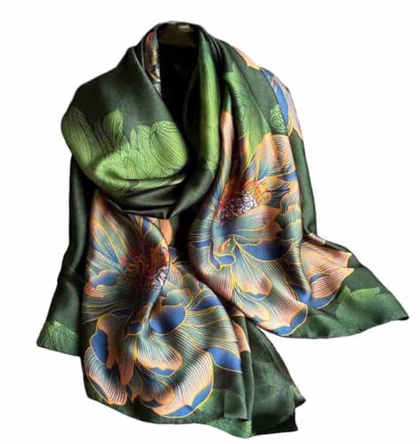 Xyueanlo Scarfs for Women Lightweight Scarves Fashion Print Floral Pattern Head Scarf Wraps Shawls - color: Flower Green