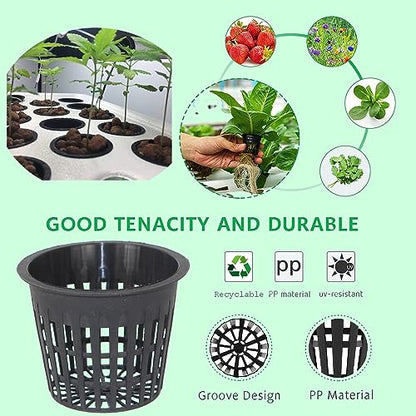 50 PCS 3 Inch Heavy Duty Net Pots,Hydroponic Cups,Garden Slotted Mesh Net Cups,Plant Nursery Net Pots for Hydroponics - size: 3inch