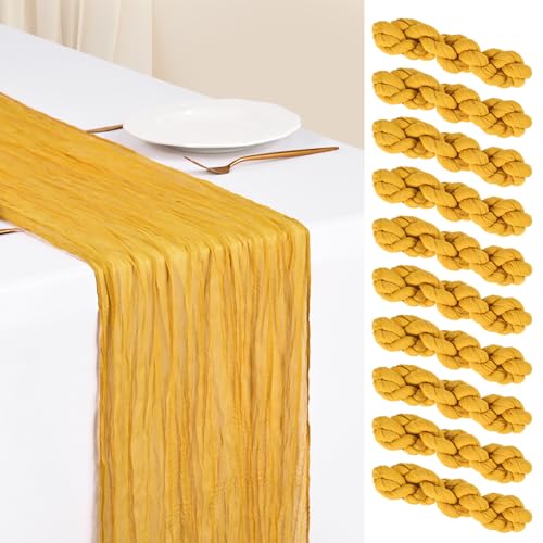 Showgeous 10 Pack Gold Cheesecloth Table Runner, 17 x 108 Inches - color: Gold, size: 10 Pack