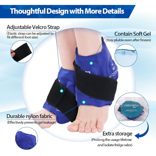 NEWGO Ankle Ice Pack Wrap for Swelling, Ice Pack for Ankle Injuires Reusable Hot Cold Therapy Gel Cold Pack for Sprained Ankles, Achilles Tendonitis - 2Pack - color: Blue-2pack