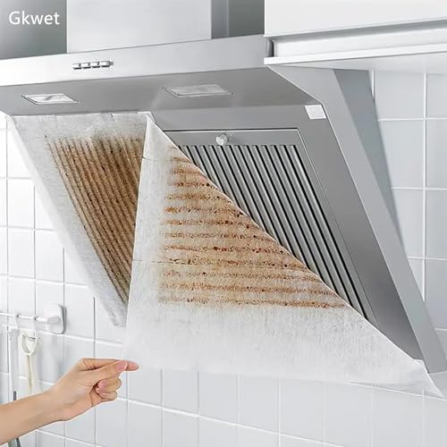 12Pcs Disposable Kitchen Range Hood Oil Absorbing Paper Range Hood Oil Resistant Sticker High Temperature Filter Membrane Universal Film Mesh Cover (43 * 45CM)
