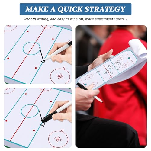 Coach Board Clipboard Premium Tactical Double-Sided Coach Marker Board with Full & Half Court Dry Erase Marker Board for Basketball Baseball Football Soccer Hockey Lacrosse & Volleyball Coahces - color: Ice Hockey