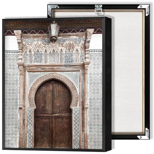 Neutral bohemian art prints Moroccan door photos Islamic architecture posters Arabic style wall decorations home and office decorative paintings - color: B1, size: 8x12in BlackMetalFramed
