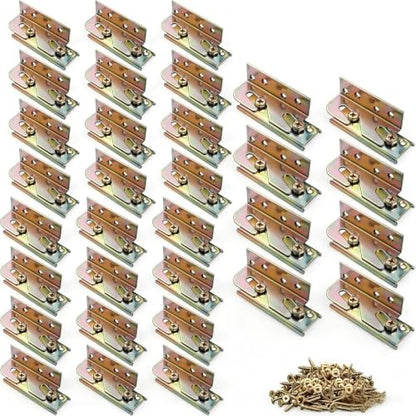 Bed Rail Brackets 32Pack,Heavy Duty Bed Frame Brackets Bulk with Screws | Fittings Wooden Bed Frame Connectors - size: 32 Pieces
