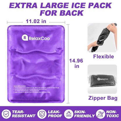 Large Flexible Ice Pack for Injuries Reusable Gel, 11x14.5 Inches, Cold Compress for Hip, Shoulder, Knee, Back Pain, Swelling, Bruises, Surgery, Purple - style: PURPLE