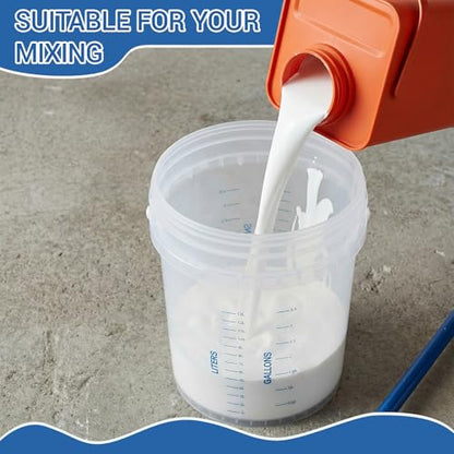 Didaey 2 Pack Clear 5 Gallon Bucket with Handle, Graduated Measuring Mixing Bucket Pail HDPE BPA-Free Storage Container Leakproof for Stirring Mixing Liquids