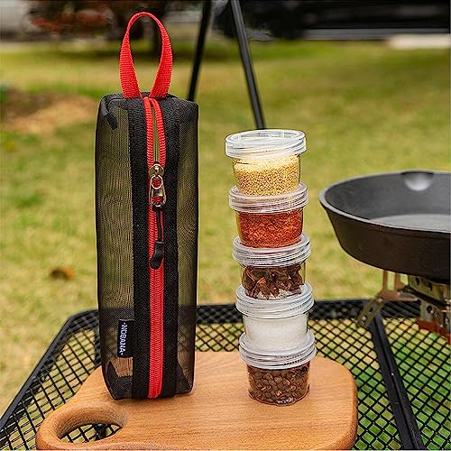 Portable Camping Spicing Travel Set, Spicing Storage Bag With 5 Seasoning Bottle Picnics Fishing Barbecue Seasoning Box Keep Spices Dry