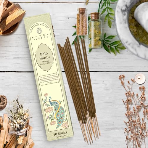 KarmaPledge Palo Santo Incense Sticks, Burn Time 45-60 Min, 40 Sticks - color: Palo Santo, size: 40 Masala Sticks