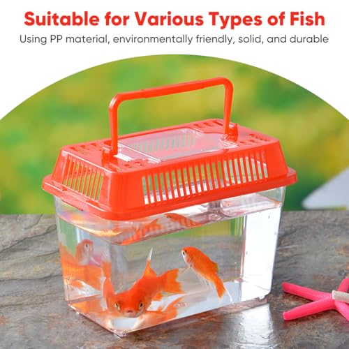 Mini Fish Tank Handheld Plastic Aquarium with Lid Clear Small Fish Bowl for Turtle and Pet Easy to Clean Portable Carry Handle 5.90 X 4.33 X 3.74 in