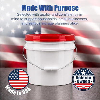 3.5 Gallon Bucket, Food-Grade w/Lid, BPA-Free, Red, 3 Packs | Airtight Gamma Seal Screw-On Lid, Heavy-Duty 90 Mil HDPE Plastic, Food Safe and Durable Container, Bulk Storage, Made in USA - color: Red, size: 3 Packs