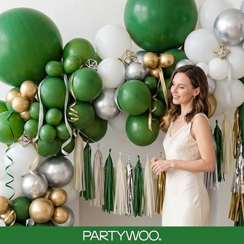 PartyWoo Dark Green Balloons 128pcs Emerald Hunter Forest Green Color - color: Green-y56