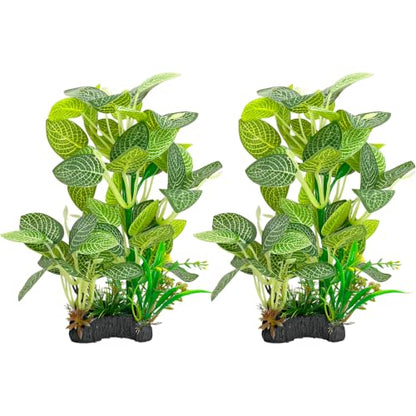 Silk Aquarium Plants 9.8in 2-Pack | Soft fish-safe durable fade-resistant for fresh/salt weighted base flexible - color: Green