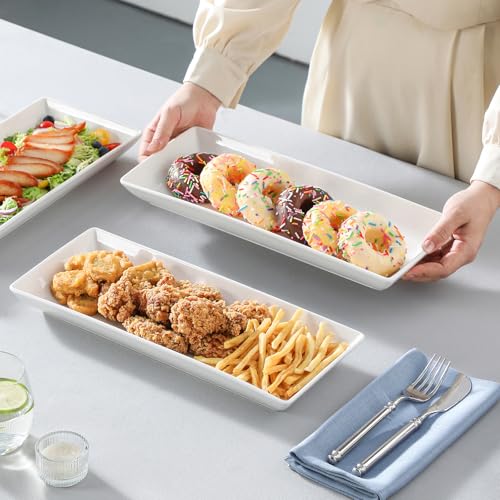 MALACASA 3 Tier Serving Tray, Porcelain Tiered Cupcake Stand, Ceramic Elevated Serving Platter with Collapsible Sturdier Rack,Series PLAT (White, 14 Inch) - color: White, size: 14 Inch