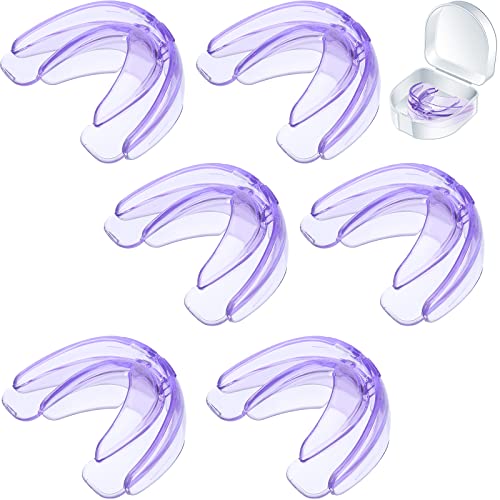 TOODOO 6 Pieces Braces Mouth Guard Kids Sports Mouth Guard for Kids Double Football Youth Mouthguards for Boxing Football Hockey Karate Basketball (Transparent Purple) - color: Transparent Purple