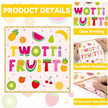 Qyeahkj 48Pcs Twotti Frutti Paper Plates and Napkins Summer Fruit 2nd Birthday Party Decorations Second Birthday Party Supplies Summer Fruit Disposable Tableware Set for Kids Boys Girls Serve 24 - style: Twotti Frutti