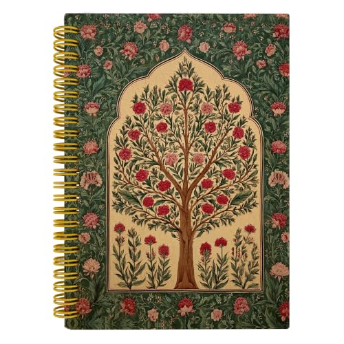 EUYTHNGYF Vintage Green Boho Pomegranate Tree Notebook Journal 5.5x8.3 | Middle Eastern Gifts Journal, Traditional Oriental Islamic Botanical Spiral Hardcover Notebook Journal - color: Green