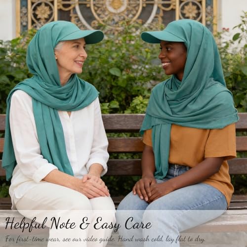ZLYC Women Muslim Hijab Scarf with Visor Built-in Undercap Sun Protection Headwrap - color: Solid Copper Blue