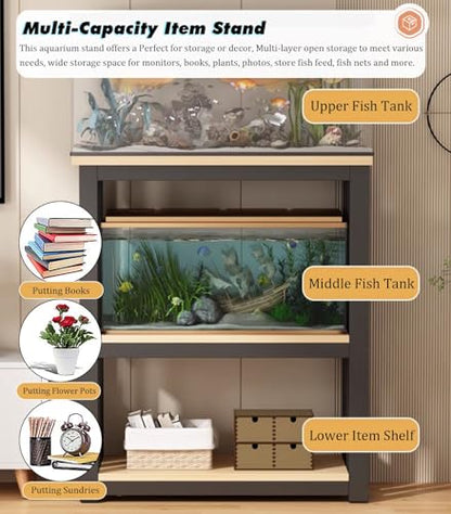 Adjustable Multi-Tier Fish Tank Stand - Heavy-Duty Steel Aquarium Cabinet for Large Tanks & Reptile Terrariums - Versatile Home & Office Display Table - color: #B, size: 60x45x100cm/24x18x39in