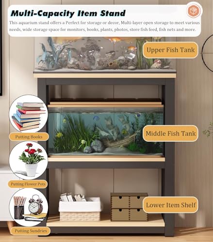 Adjustable Multi-Tier Fish Tank Stand - Durable Steel Aquarium Cabinet for Large Tanks - Versatile Reptile Rack & Terrarium Table - Perfect Home/Office Display Solution - color: #B, size: 80x45x100cm/31x18x39in