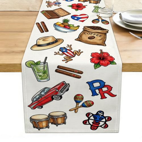 Puerto Rico Table Runner Puerto Rican Birthday Party Decoration - color: Puerto Rican Culture