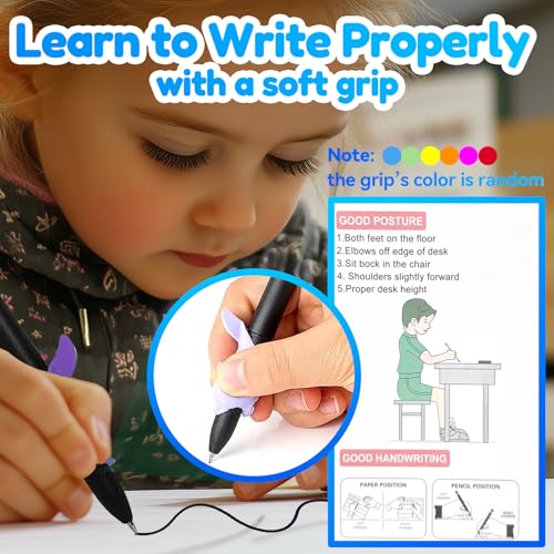 4 Magic Tracing Practice Books – Grooved Handwriting English Copybooks for Kids, Reusable Writing Practice Workbooks Without Tears, Disappearing Ink for Toddlers Preschool Learn (English) - color: English