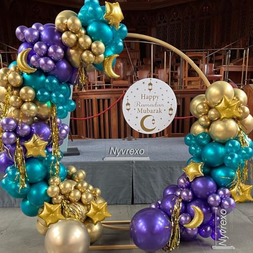 144pcs Eid Mubarak Balloon Arch Kit, Ramadan Eid al-Adha Decorations - color: Multicolor