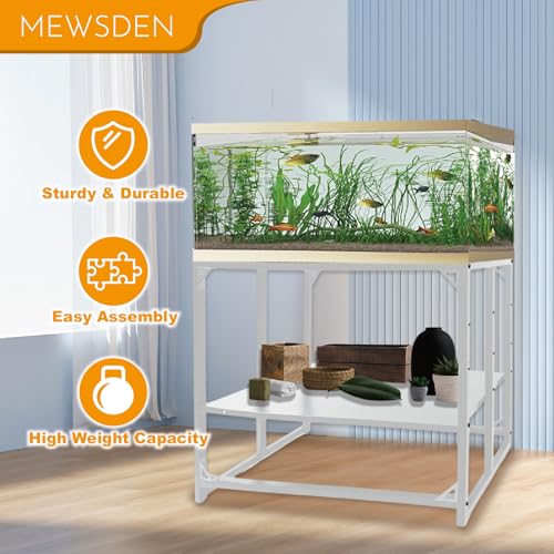 Fish Tank Stand,10 Gallon Heavy Duty Metal Aquarium Stands, Reptile Tank, Turtle Tank, Breeder Tank Stand, 220LBS Capacity Terrarium Stand Rack with 2-Tier Storage Shelves (White, 24.8"x9.2"x30") - color: White, size: (10 Gallon)24.8"x9.25"