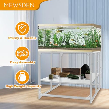 Fish Tank Stand - 20 Gallon Heavy Duty Metal Aquarium Stand, Reptile & Turtle Breeder Tank 450LBS Capacity Terrarium Stand Rack with 2-Tier Storage Shelves (White, 24.8"x13"x30") - color: White, size: (20 Gallon)24.8"x13"