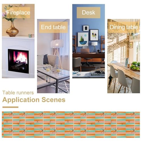Mid Century Modern Table Runner,Abstract Aesthetic Geometric Mid Century Retro Modern Patterns Printed Linen Table Runner for Kitchen Dining Room Holiday 13x36 Inch - color: Mid Century-3, size: 13x36 Inch