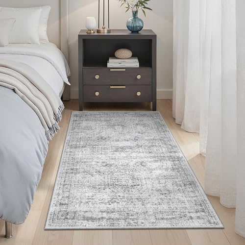 Soalmost 3x4 Rugs Non-Slip, Small Washable Kitchen Entryway Area Rug Grey - color: Grey, size: 3' x 4' (Rectangular)