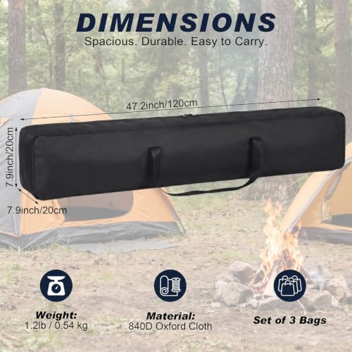 3 Pcs Tripod Carrying Case Bag Water Resistant Durable Lightweight Multifunctional Tripod Carrying Case with Heavy Duty Suit for Tent, Fishing Pole, Lights, Cameras (Black,47 x 8 x 8 in) - size: 47 x 8 x 8 in