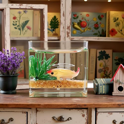 1Pc Square Fish Tank Toy, 1:12 Scale Miniature Dollhoue Accessories, Resin Dollhouse Fish Tank Accessories for Garden Scene Decor