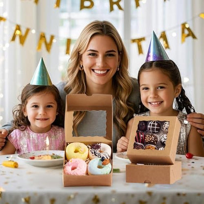 20 Pcs 5x5x2 Inch Cookies with Window Bakery Boxes Soap Box Chocolate Truffle boxes Macaron Boxes Gift Cake Boxes Treat Boxes for Browine pastries, Dount or gifts goodies Party Favor - size: 5"X5X2"