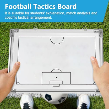 Joyeee Soccer Whiteboard, Large Waterproof Double-Sided Football Coaches Board, Magnetic Full-Court & Half-Court Futsal Ball Dry Erase Board Aluminum Frame, Soccer Training Accessories 17 x 12 Inch