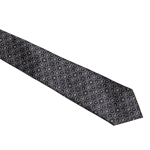 ASVP Shop Eid Necktie for Men Navy Blue and Gold Islamic Geometric Pattern Tie Muslim Holiday Dress Tie for Prayer Dinner Celebration Wedding