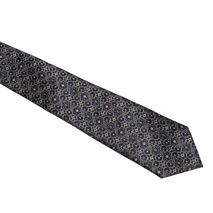 ASVP Shop Eid Necktie for Men Navy Blue and Gold Islamic Geometric Pattern Tie Muslim Holiday Dress Tie for Prayer Dinner Celebration Wedding