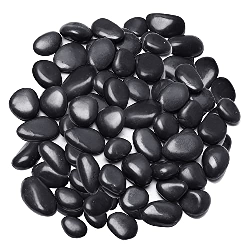 Terrarium Supplies,Virekm River Rocks, Decorative Ornamental Pebbles | Garden Landscaping Stones,Gravel Filler for Home Decoration Flower Bed Fish Tank Plants Vases Succulents - color: BLACK, size: 1 Pound