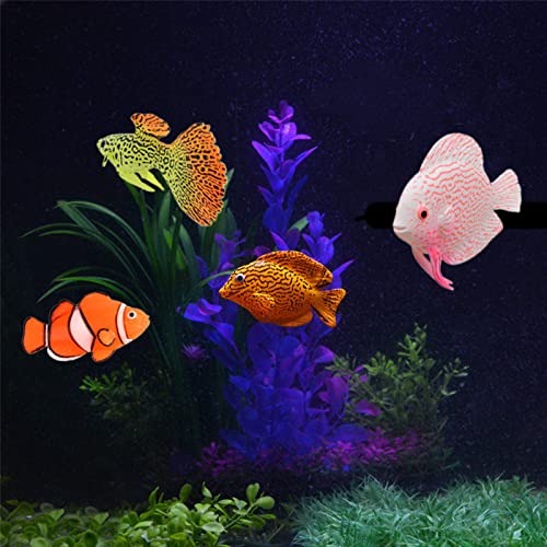 Artificial Moving Fish Floating Silicone Fish with Suction Cup Fish Aquarium Decorations for Fish for