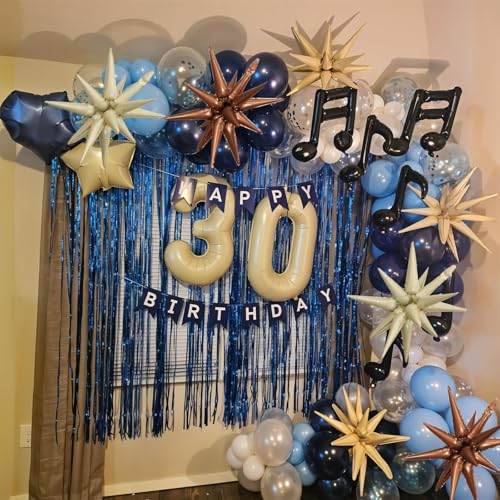 6 Pcs Blue Red Explosion Star Foil Balloons Birthday Party Decor - color: Nude Cream Beige
