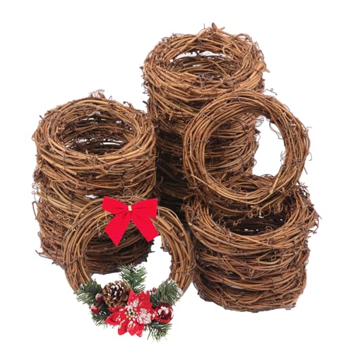 20 Pcs 4.72 Inch Natural Grapevine Wreath Set, Natural Rattan Wreath,Hand-Woven 4.72 Inch Vine Branch Wreaths, Perfect for DIY Crafts, Christmas Decorations, and Wedding Supplies - size: 20 Pcs 4.72 Inch