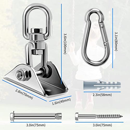 Hammock Hanging Kit with Swing Chain, Morzejar Stainless Steel 1000lb Heavy Duty Capacity Hammock Hooks, Morzejar 360° Swivel Hanging Kit for Trapeze, Yoga, Boxing Bag, Hammock Chair, Porch, Gym - style: Hammock Hooks