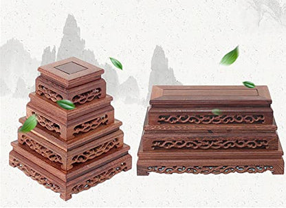 GOLDY&WENDY Rectangular Wooden Base Vase Plant Fish Tank Sculpture Display Stand Home Crafts Pedestal