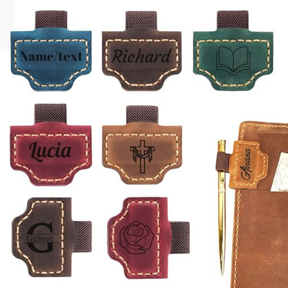 Personalized Magnetic Leather Bookmark Custom Engraved Name Text Bookmarks Customized Magnet Book Marks for Women Men Book Lovers Readers Travelers (Pen Holder) - color: Pen Holder