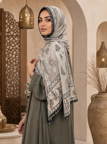 Printed Jersey Cotton Scarf for Women, Stretch Soft Hijab, Lightweight Breathable Head Wrap for All Seasons - color: Mctlp2538-a Pattern