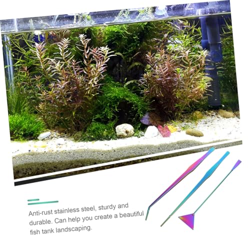 3Pcs Aquarium Cleaning Tools Set Durable Stainless Steel Tweezers Spatula Kit for Easy Fish Tank Maintenance Water Plant Care Rustproof Convenient to Store