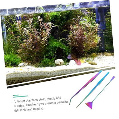 3Pcs Aquarium Cleaning Tools Set Durable Stainless Steel Tweezers Spatula Kit for Easy Fish Tank Maintenance Water Plant Care Rustproof Convenient to Store