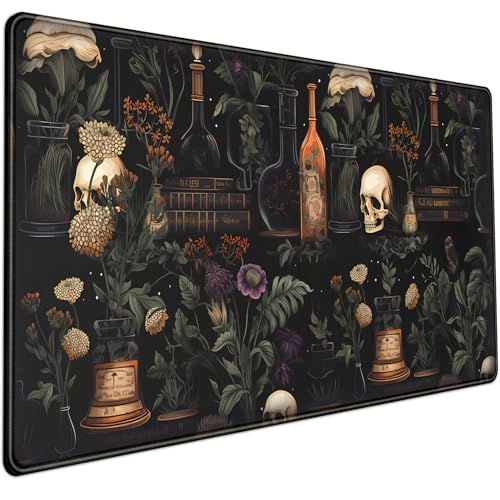 Vintage Aesthetics Desk Mat Black Academia Mystical Extended Desk Pad XL | XL Extended Large Gaming, Mouse Pad, Computer Laptop Keyboard and Mouse Mat, Desktop Protector Mat, 31.5 x 15.8 in ﻿ - color: Dark Theme