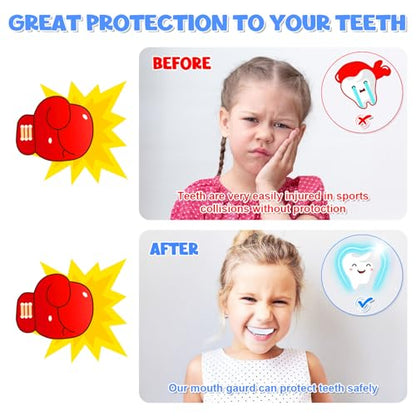 MENOLY 6 Pack Kids Mouth Guard, Toddler Sport Mouth Guard Kids with 6 Portable Cases for Football Basketball Boxing MMA Wrestling Hockey - size: Kids (Under 8 Year Old)