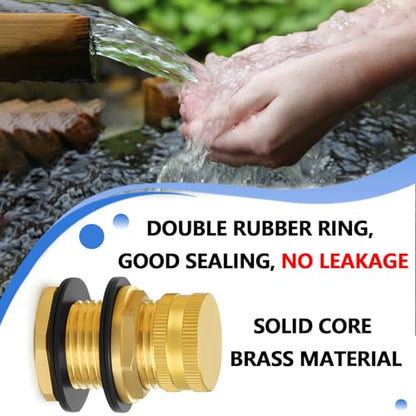 Ceaeso Brass Male Garden Hose Bulkhead Fitting With Plug, 1/2" Female NPT, 3/4" Male GHT (garden Hose Thread), Brass Tank Connector/drain/flush Port Kit For Rain Barrels, Aquariums, Sinks，1 Pack - color: 1 pack
